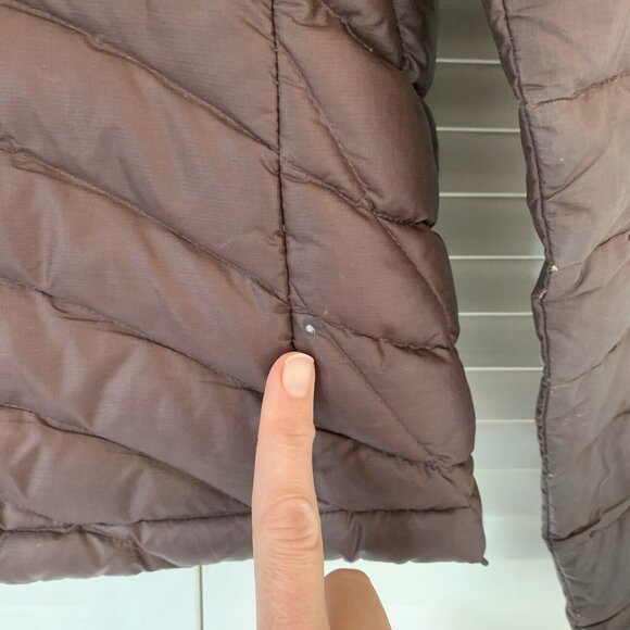 Patagonia Goose Down Womens XS Brown Full Zip Sweater Puffer Jacket Quilted FLAW - Picture 14 of 15